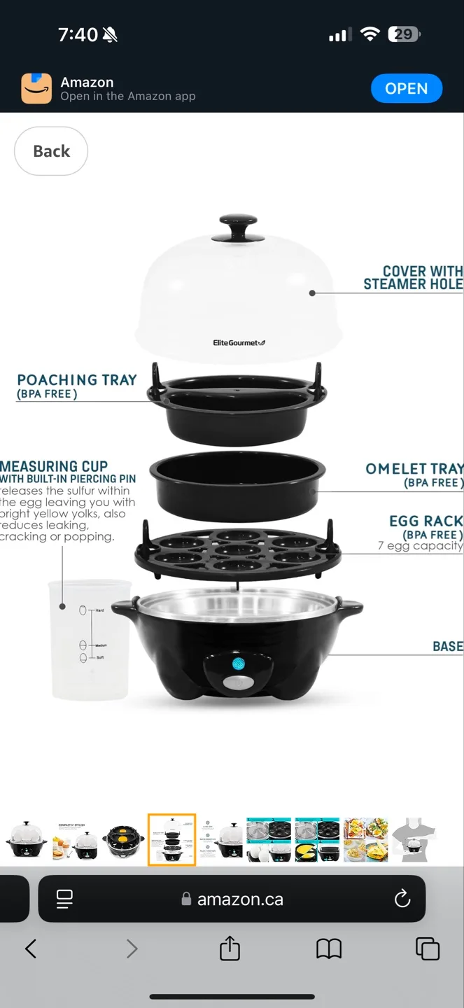 Elite Gourmet Egg Cooker - 7 Egg Capacity image indicator(4)