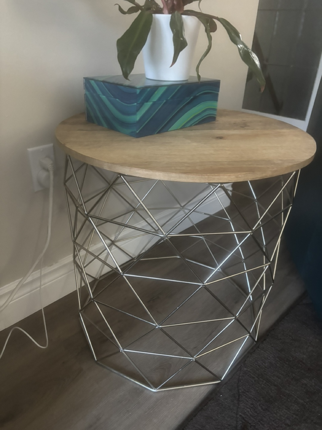 Modern Wooden and Metal Accent Table