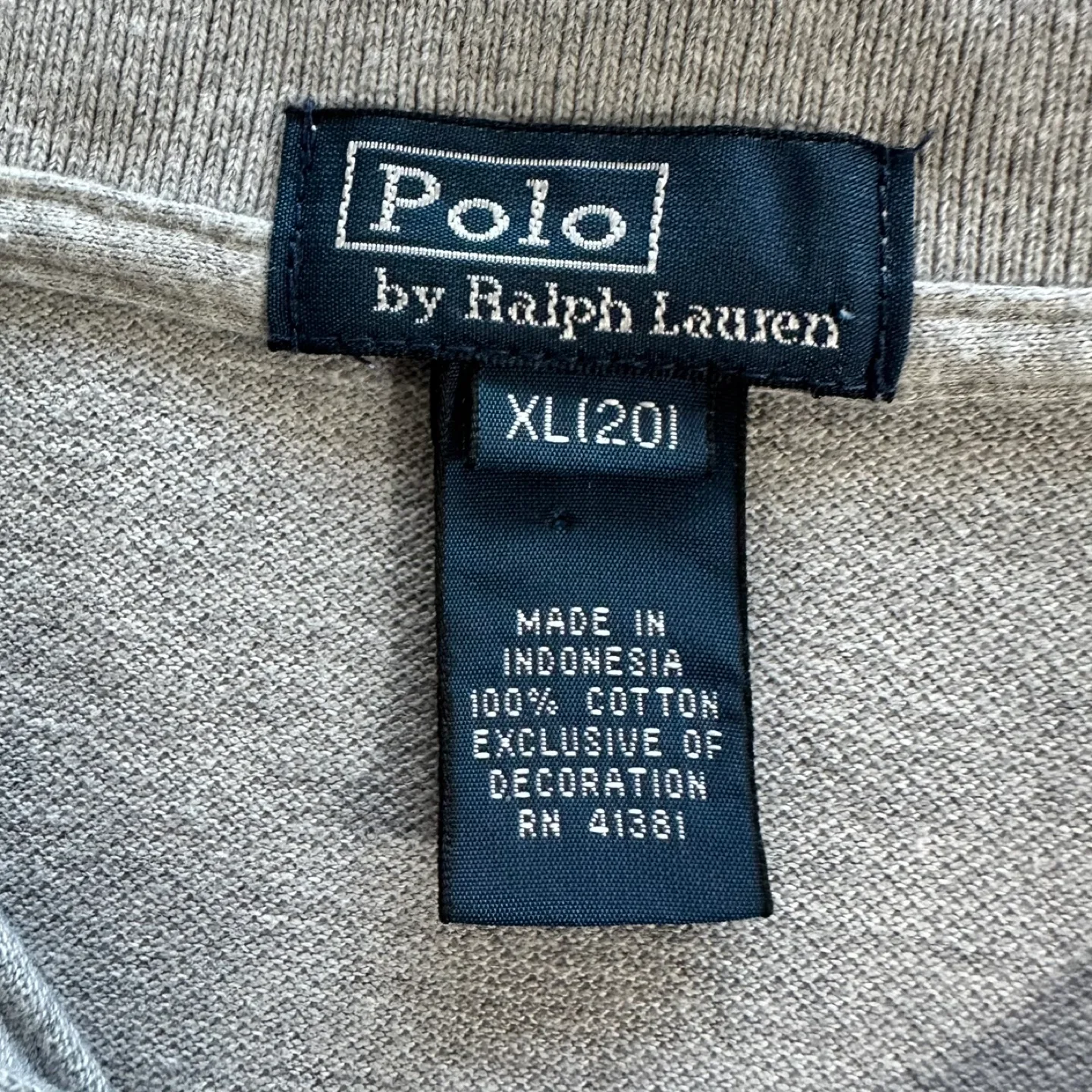 Polo by Ralph Lauren Preppy Youth Long Sleeve Grey Polo Shirt XL image indicator(3)