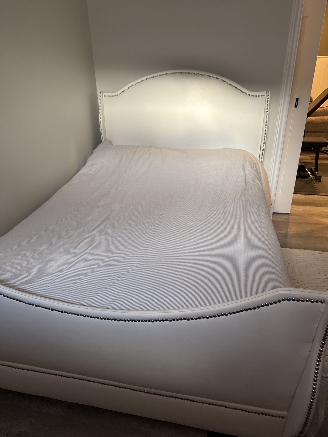 White Upholstered Queen Bed Frame
