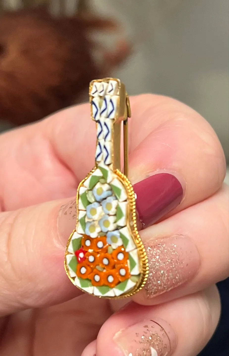 2 Italian Vintage Micro-Mosaic Brooch Pins & Earrings image indicator(5)