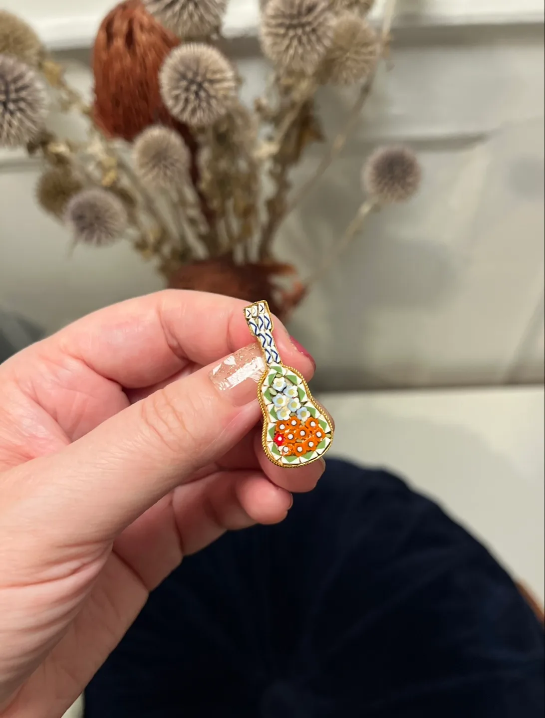 2 Italian Vintage Micro-Mosaic Brooch Pins & Earrings image indicator(2)