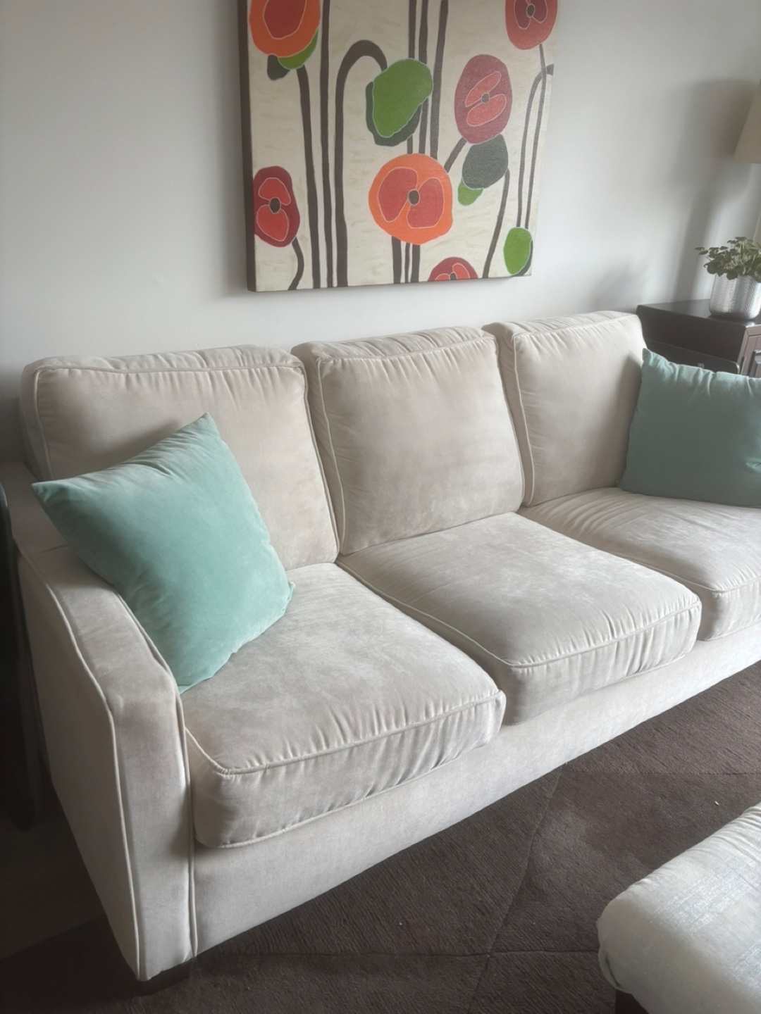 Beige Velvet Sofa Bed