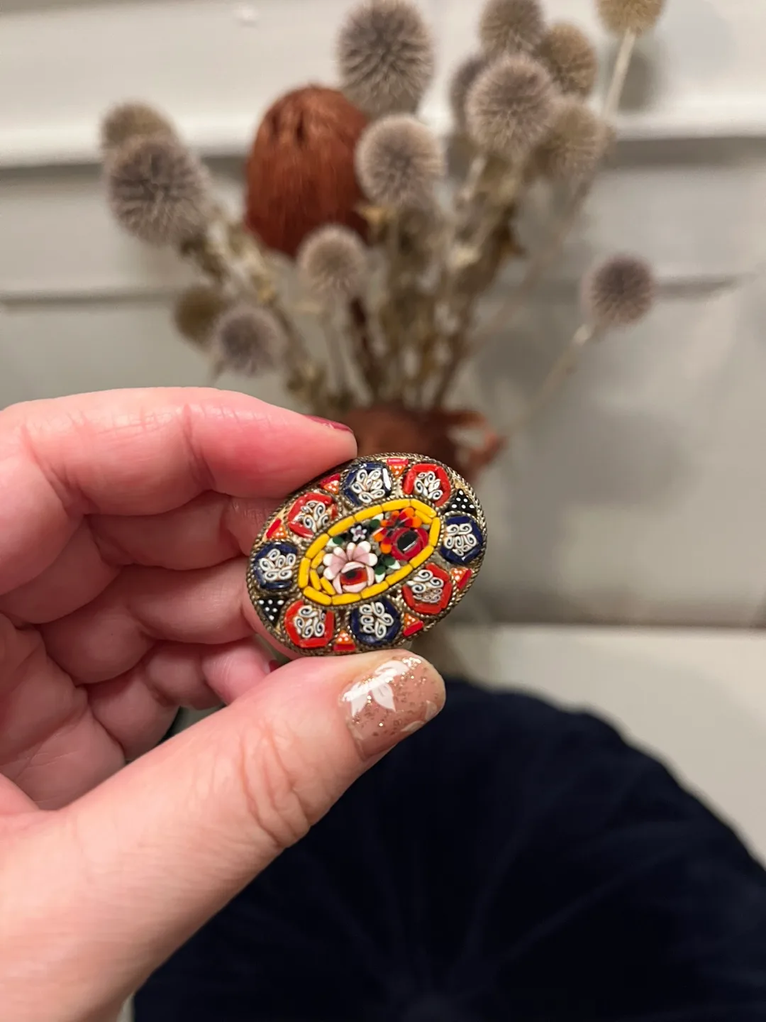 2 Italian Vintage Micro-Mosaic Brooch Pins & Earrings image indicator(6)