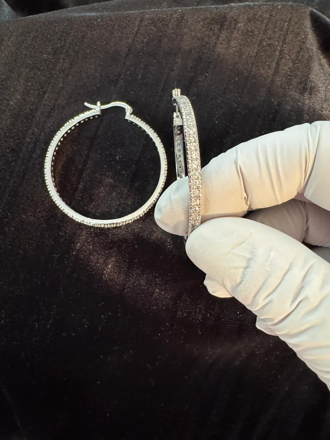 STERLING SILVER 925 Diamond Hoop Earrings! 🤩 image indicator(3)