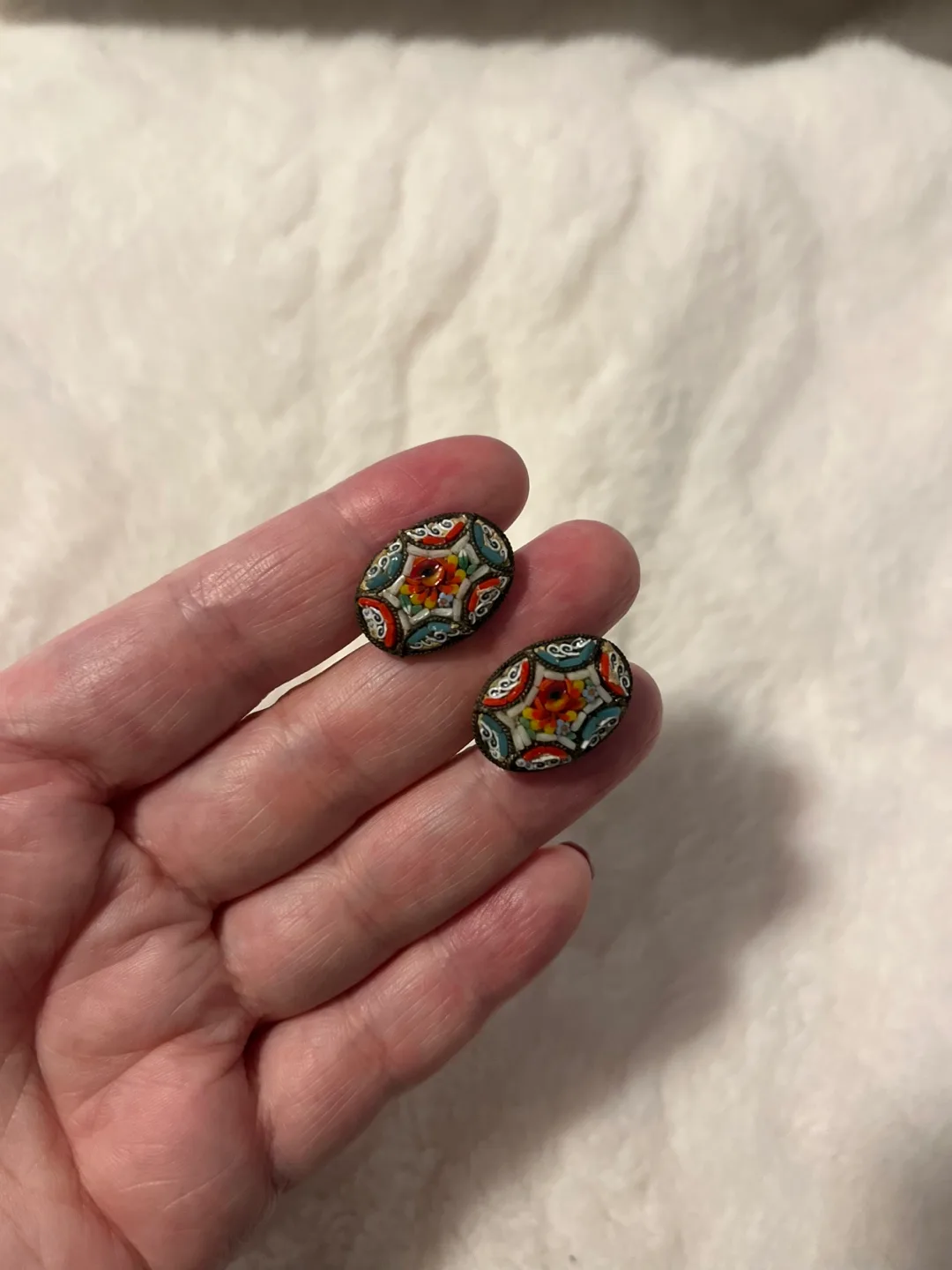 2 Italian Vintage Micro-Mosaic Brooch Pins & Earrings image indicator(8)