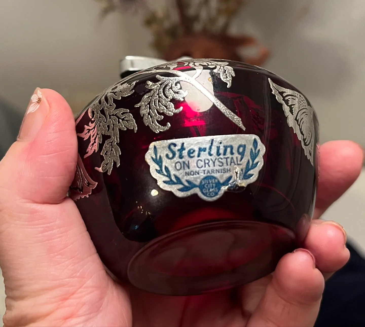 Vintage Sterling on Crystal Table Lighter image indicator(8)