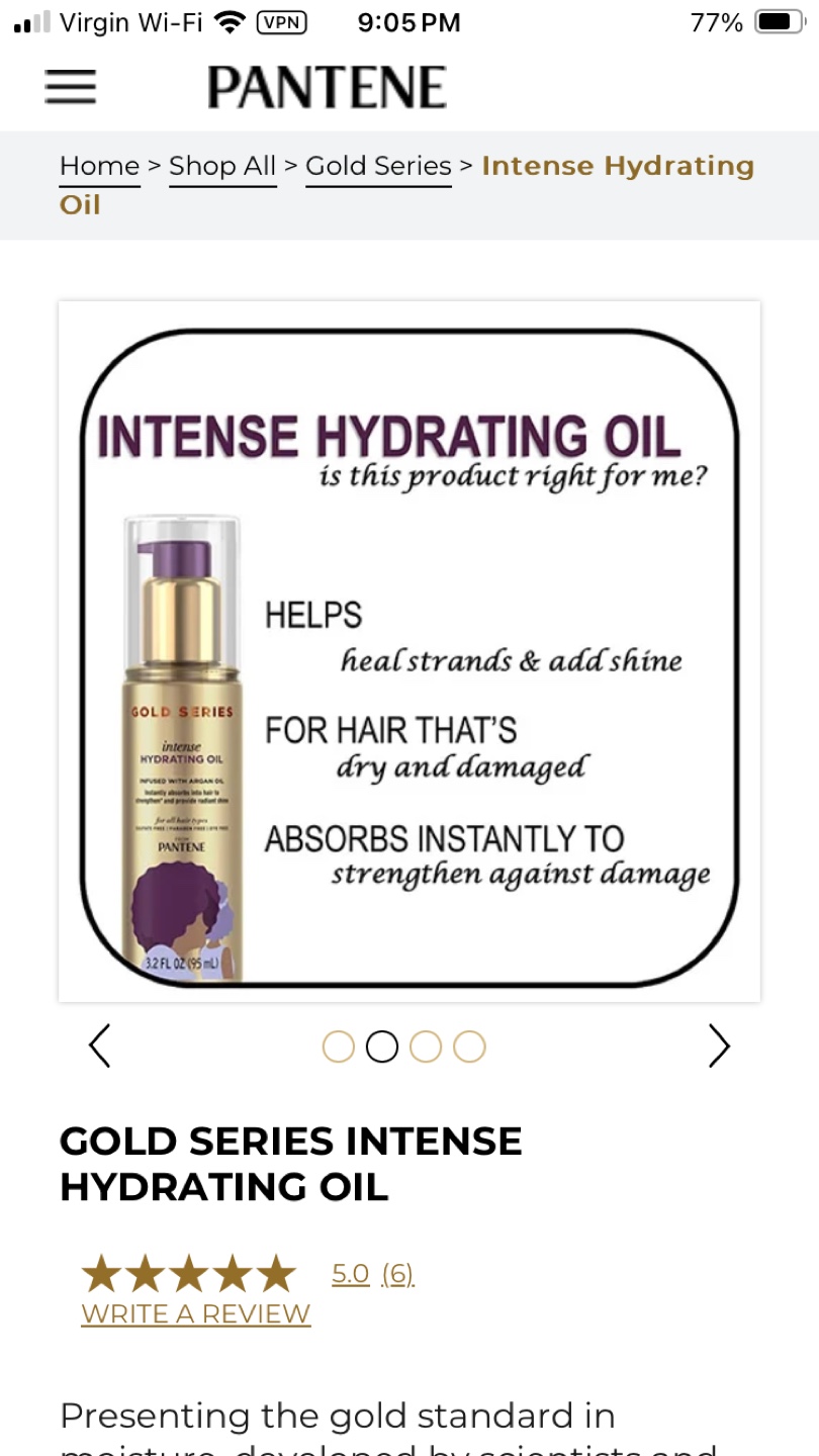 Pantene Gold Series Intense Hydrating Oil - 3.2 fl oz - photo 3