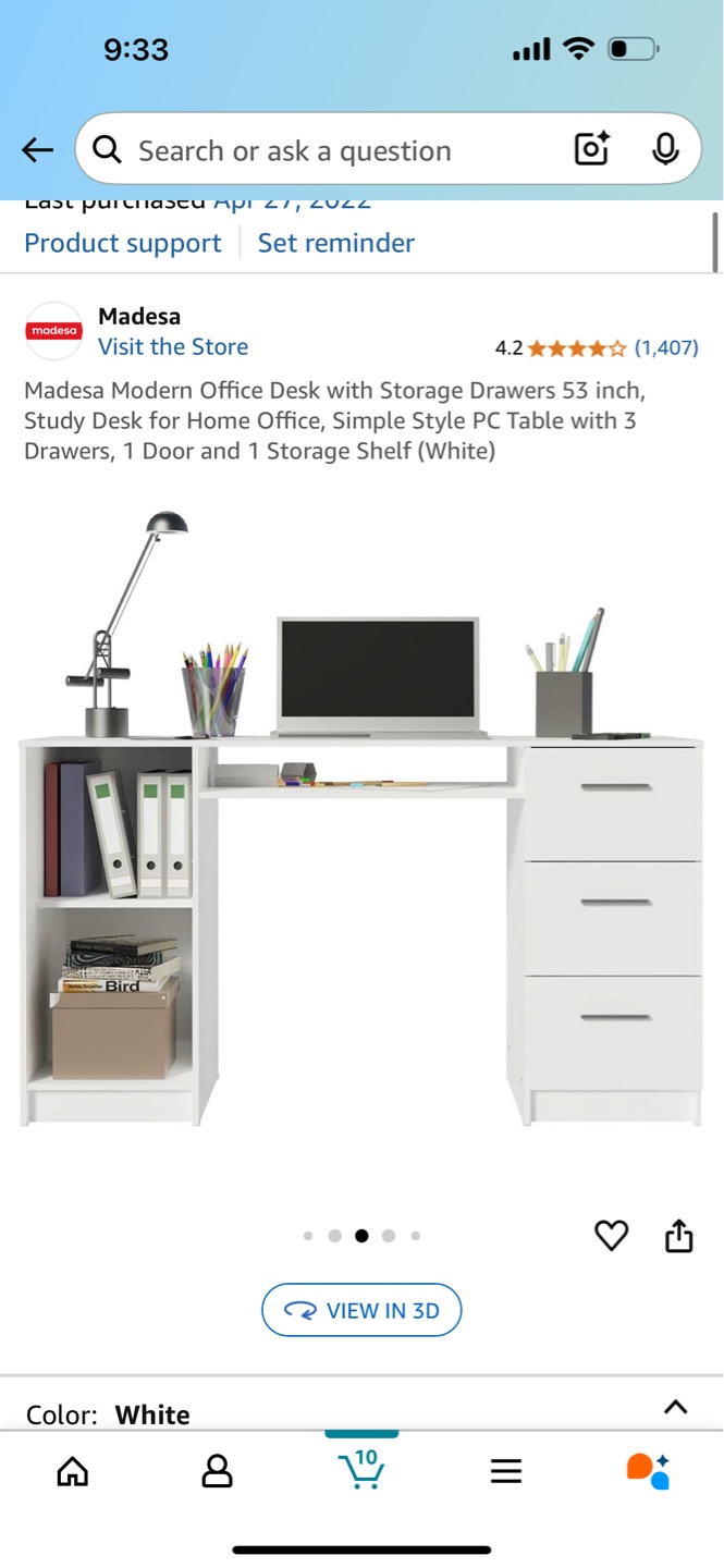 Madesa Modern Office Desk - White - photo 3