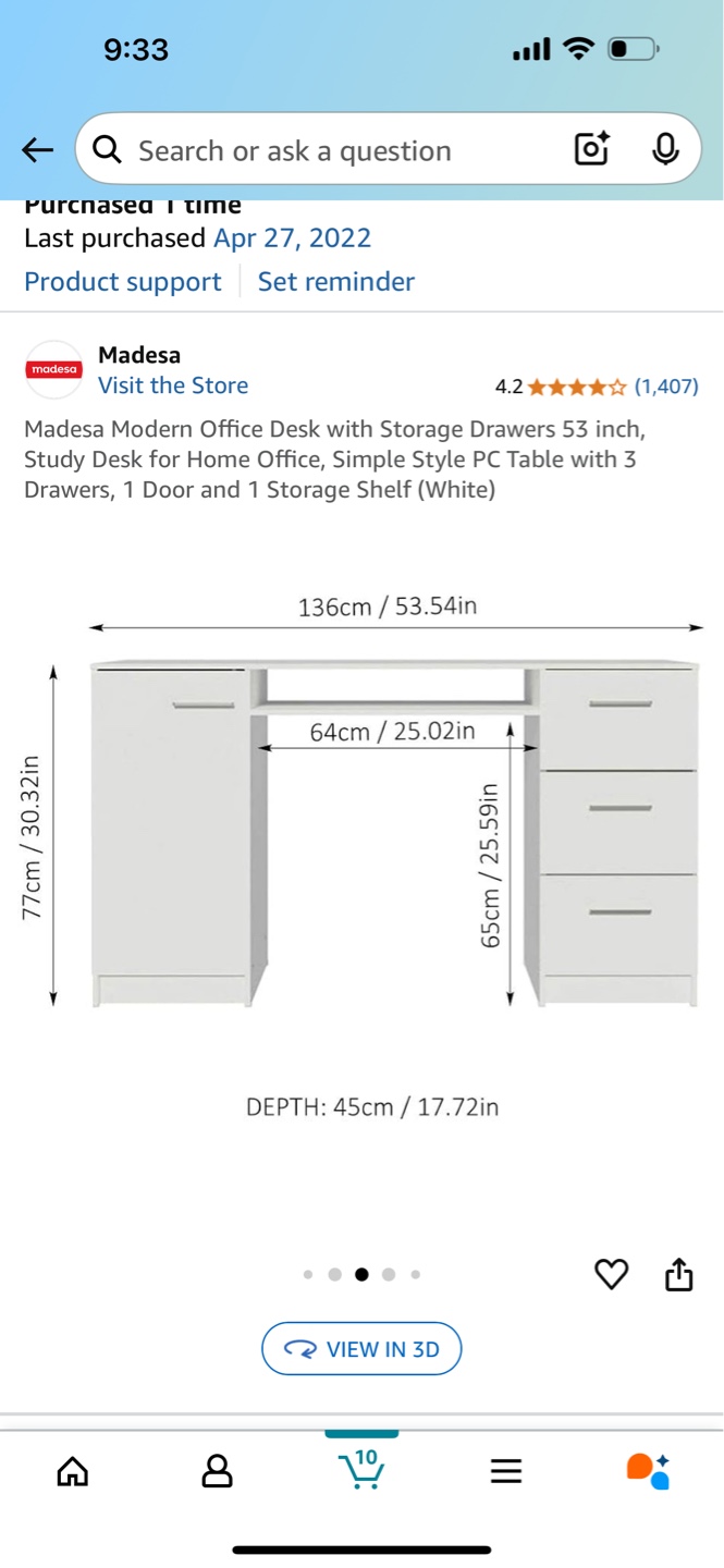 Madesa Modern Office Desk - White - photo 2