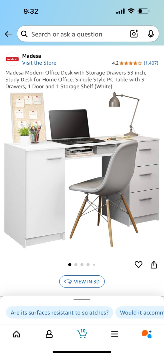 Madesa Modern Office Desk - White - photo 4