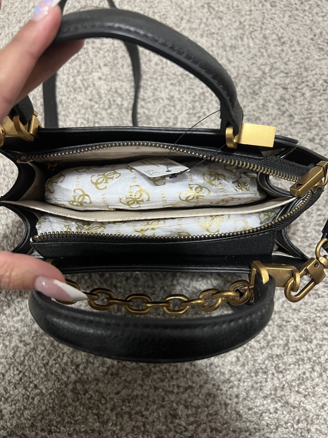 Guess Kristle Mini Satchel Bag - Black - photo 2