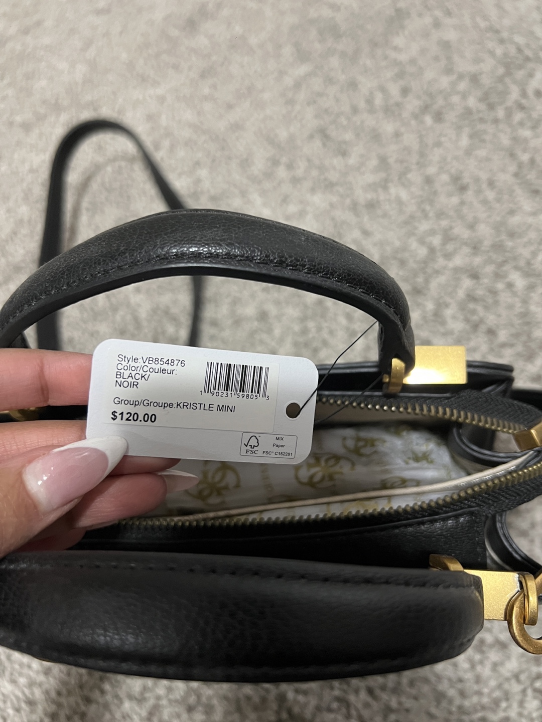 Guess Kristle Mini Satchel Bag - Black - photo 3