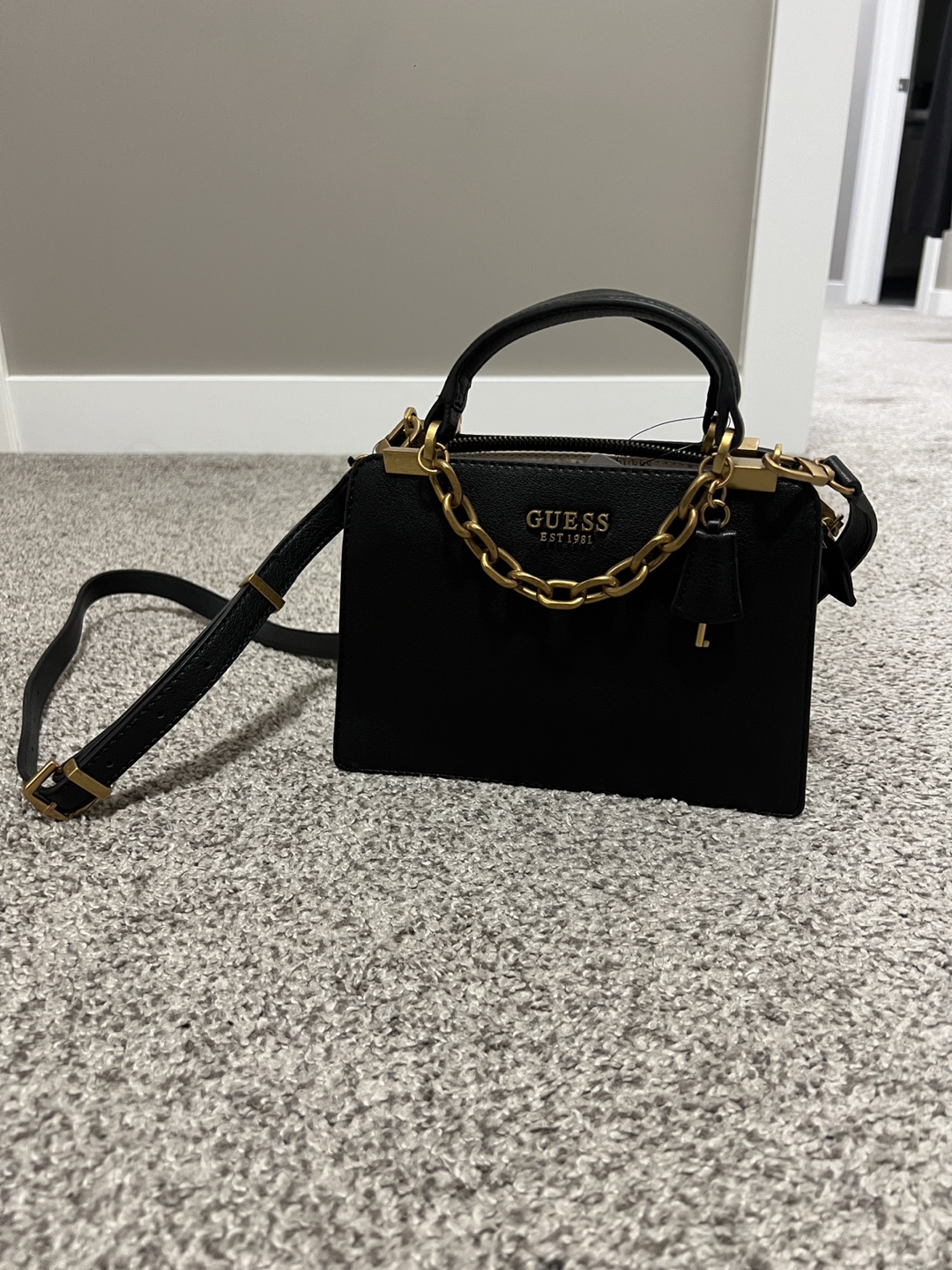 Guess Kristle Mini Satchel Bag - Black