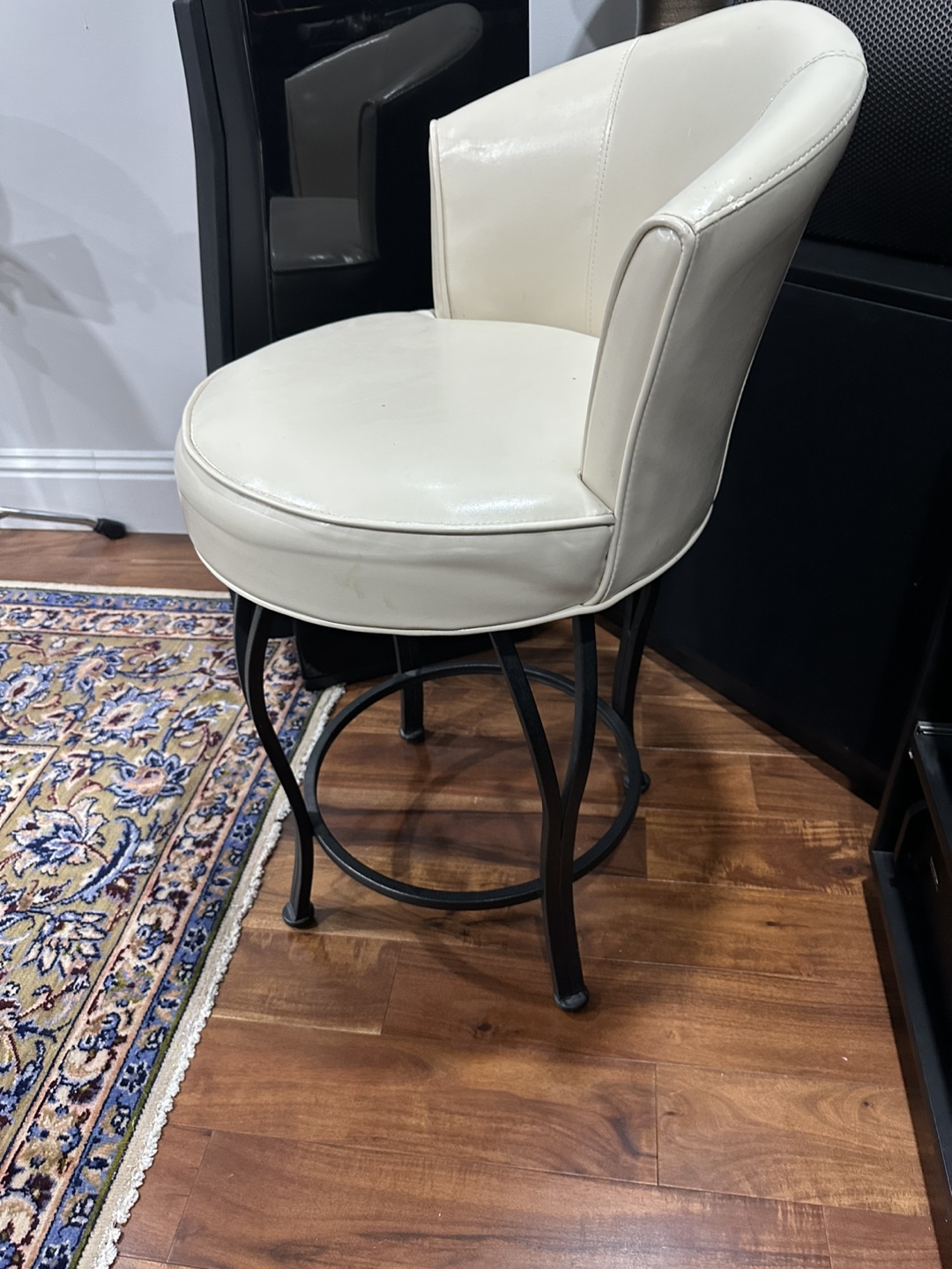 Off-White Leather Bar Stool