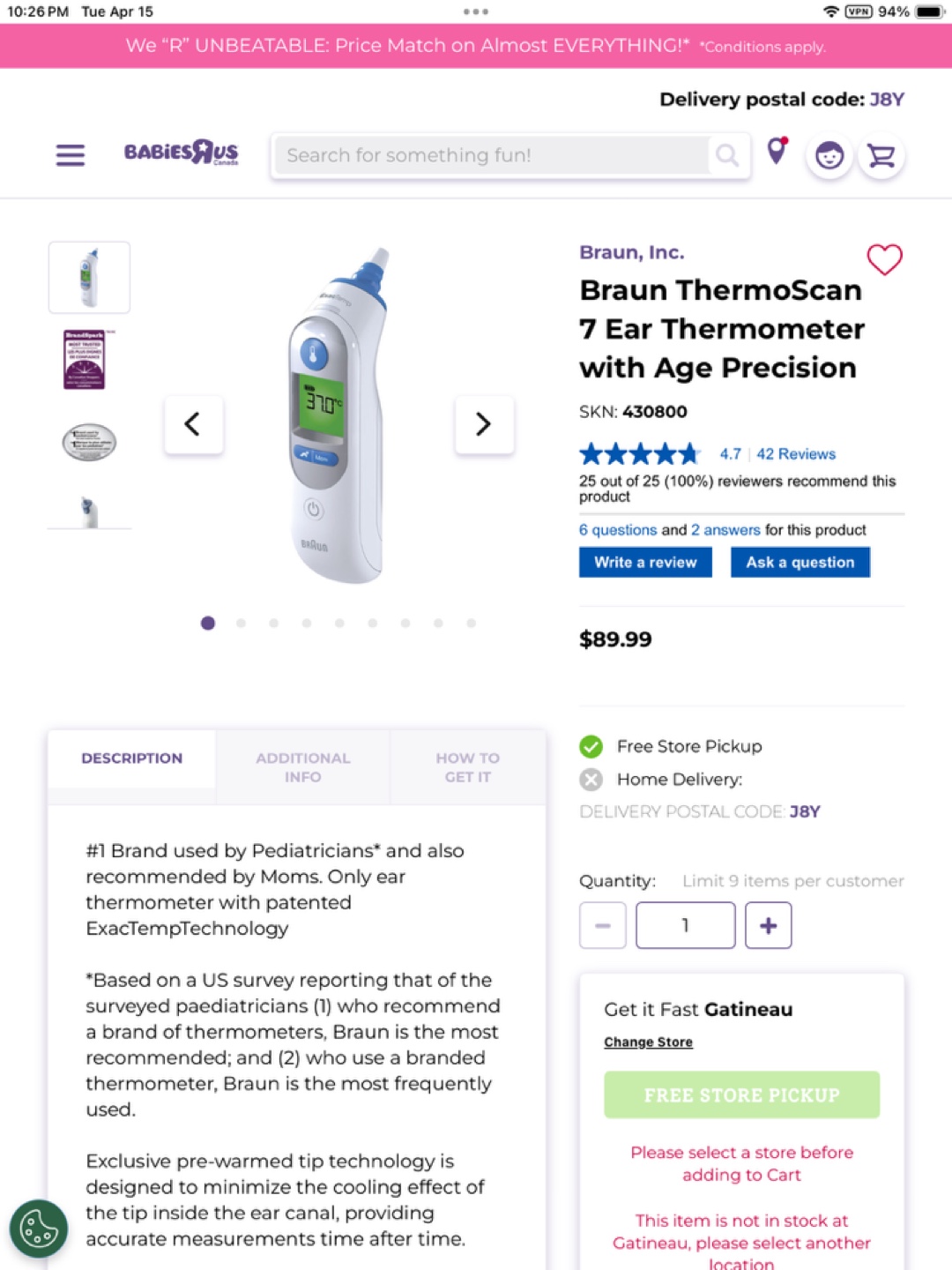 Braun Thermoscan 7 Ear Thermometer with Age Precision - photo 3