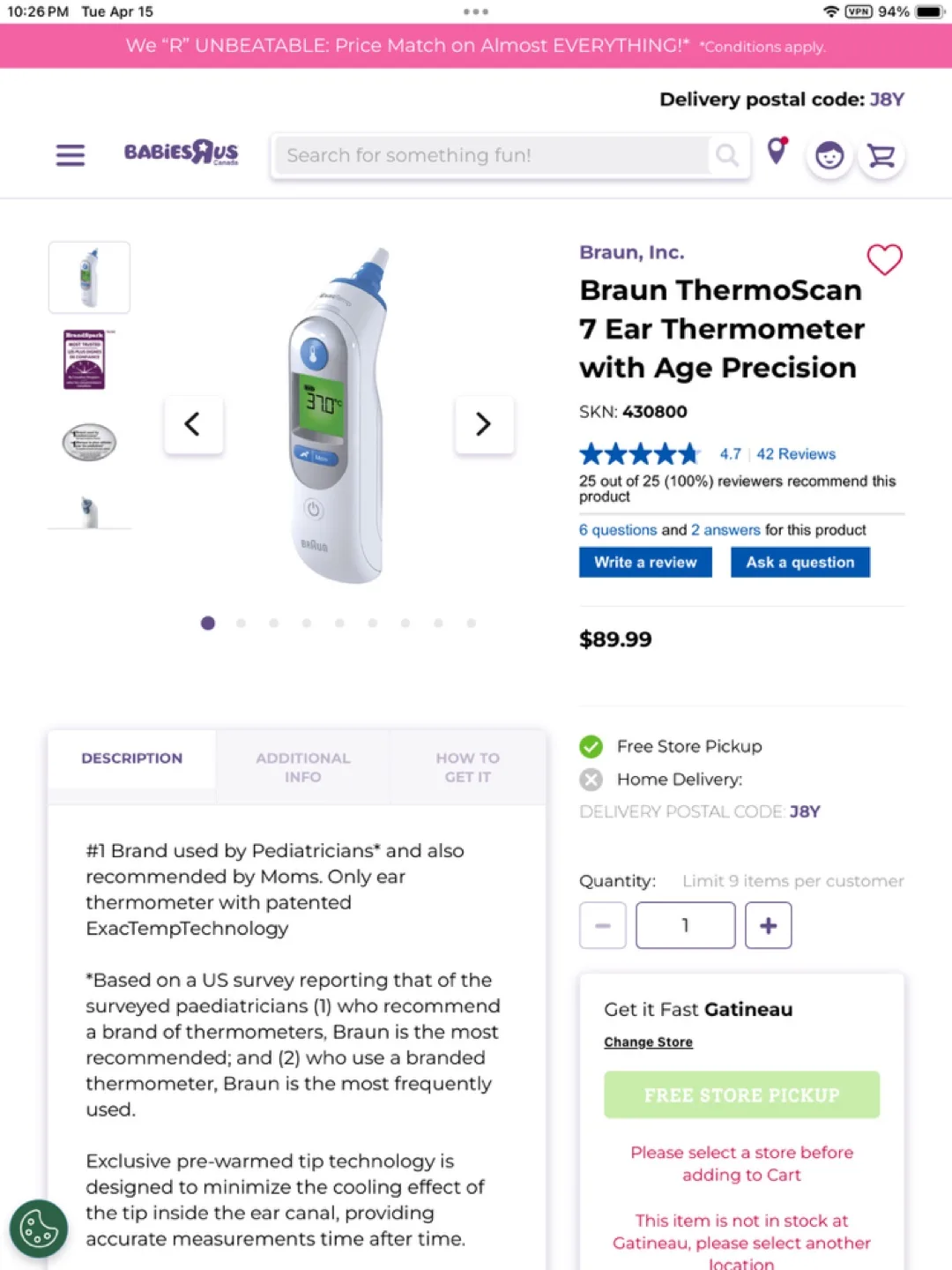 Braun Thermoscan 7 Ear Thermometer with Age Precision image indicator(3)