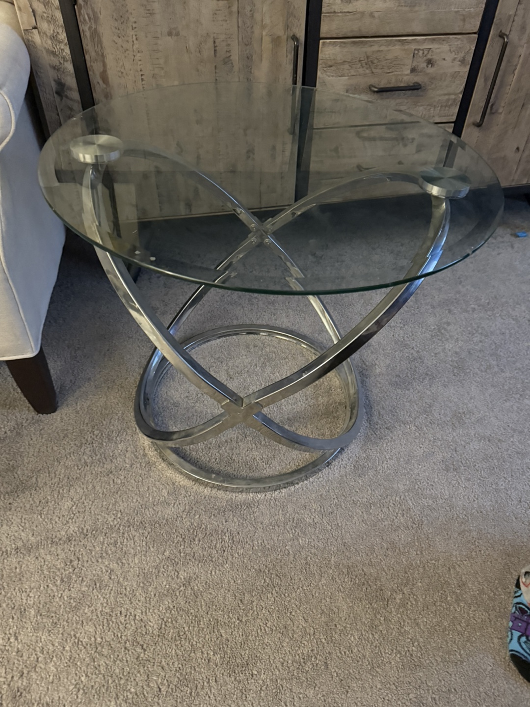 Glass and Metal Accent Table