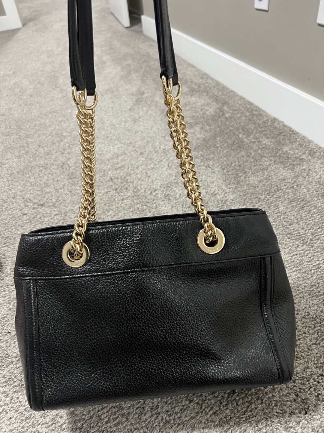 Coach Black Leather Handbag with Gold Chain Strap - photo 3