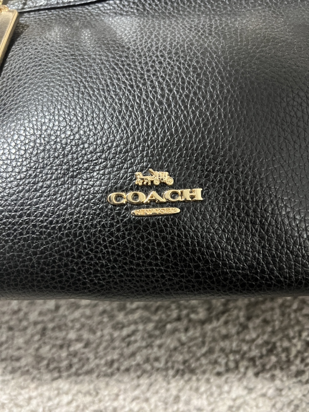 Coach Black Leather Handbag with Gold Chain Strap - photo 5