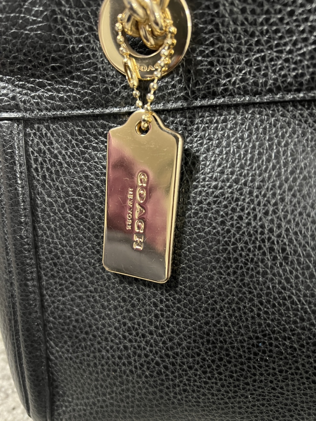Coach Black Leather Handbag with Gold Chain Strap - photo 2