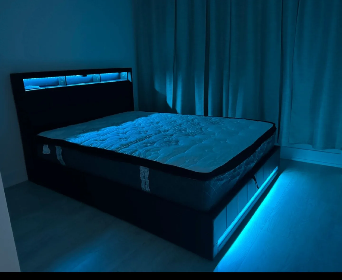 Queen Size Bed Frame with LED Lights image indicator(3)