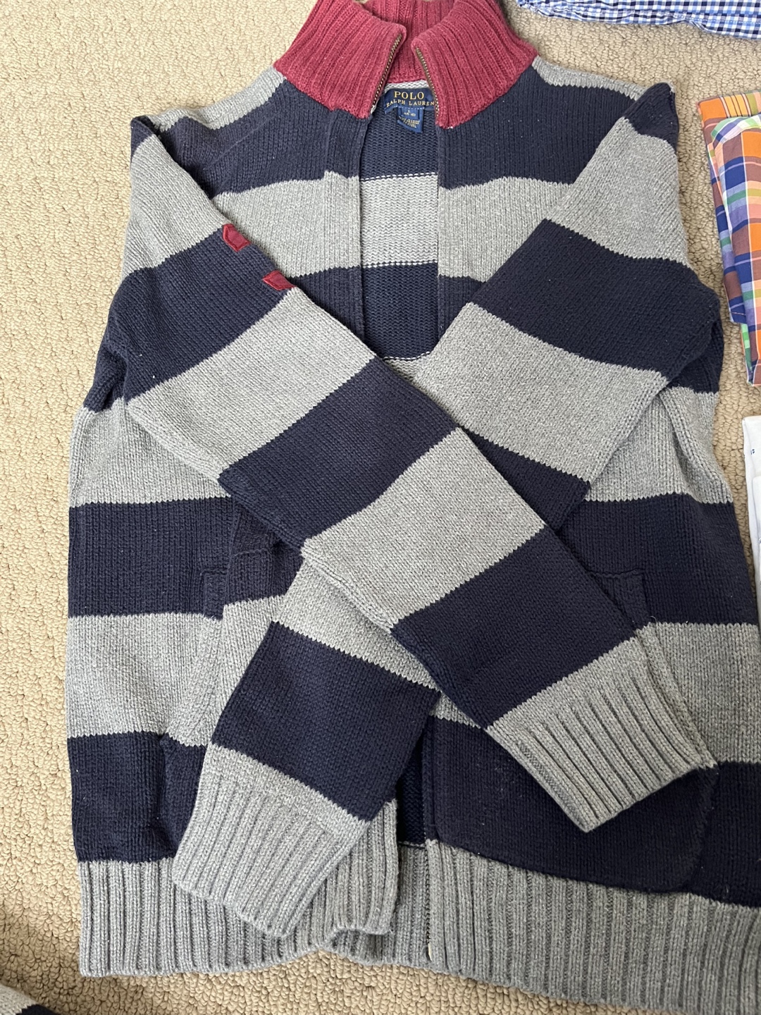 Polo Ralph Lauren Boys' Striped Zip-Up Sweater - Size 14/16