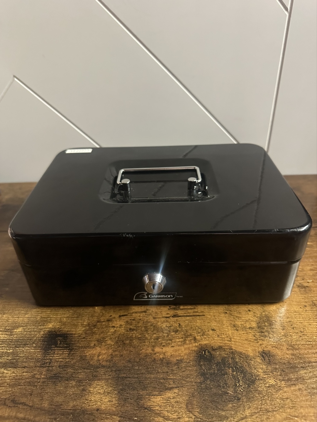 Black Metal Cash Box with Key
