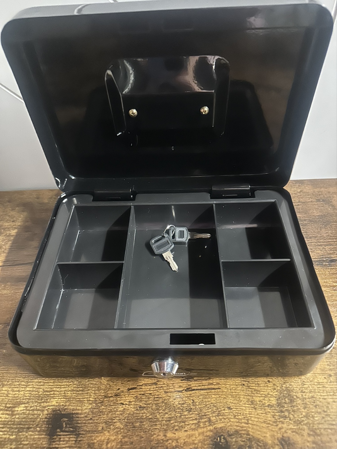 Black Metal Cash Box with Key - photo 2