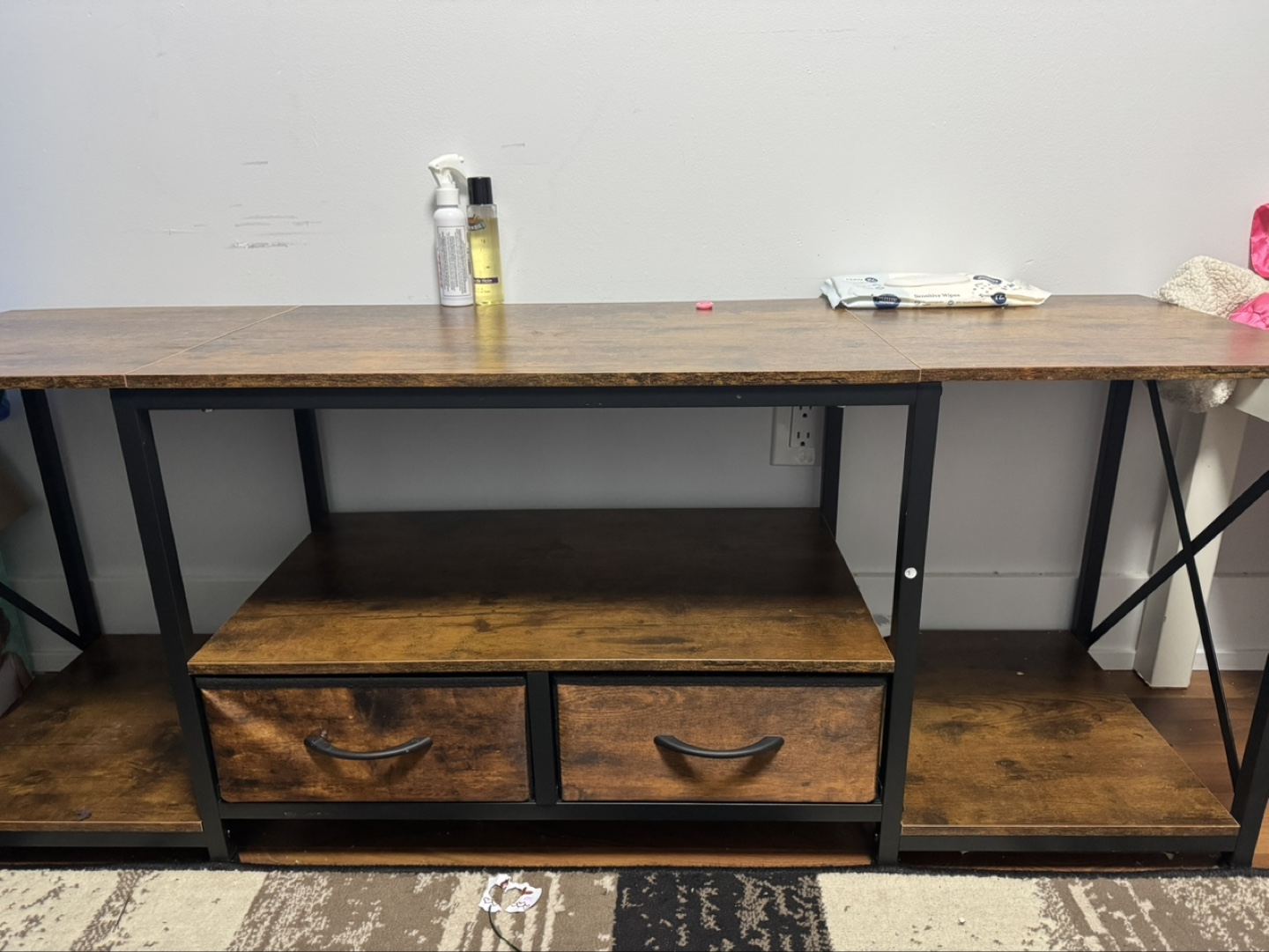 Wooden TV Stand with Metal Frame - photo 2