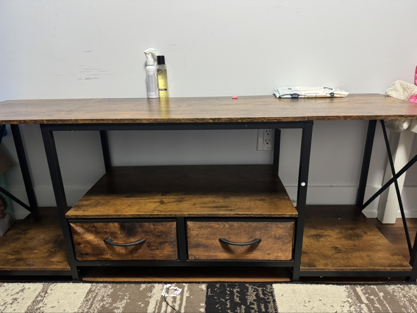 Wooden TV Stand with Metal Frame - photo 3