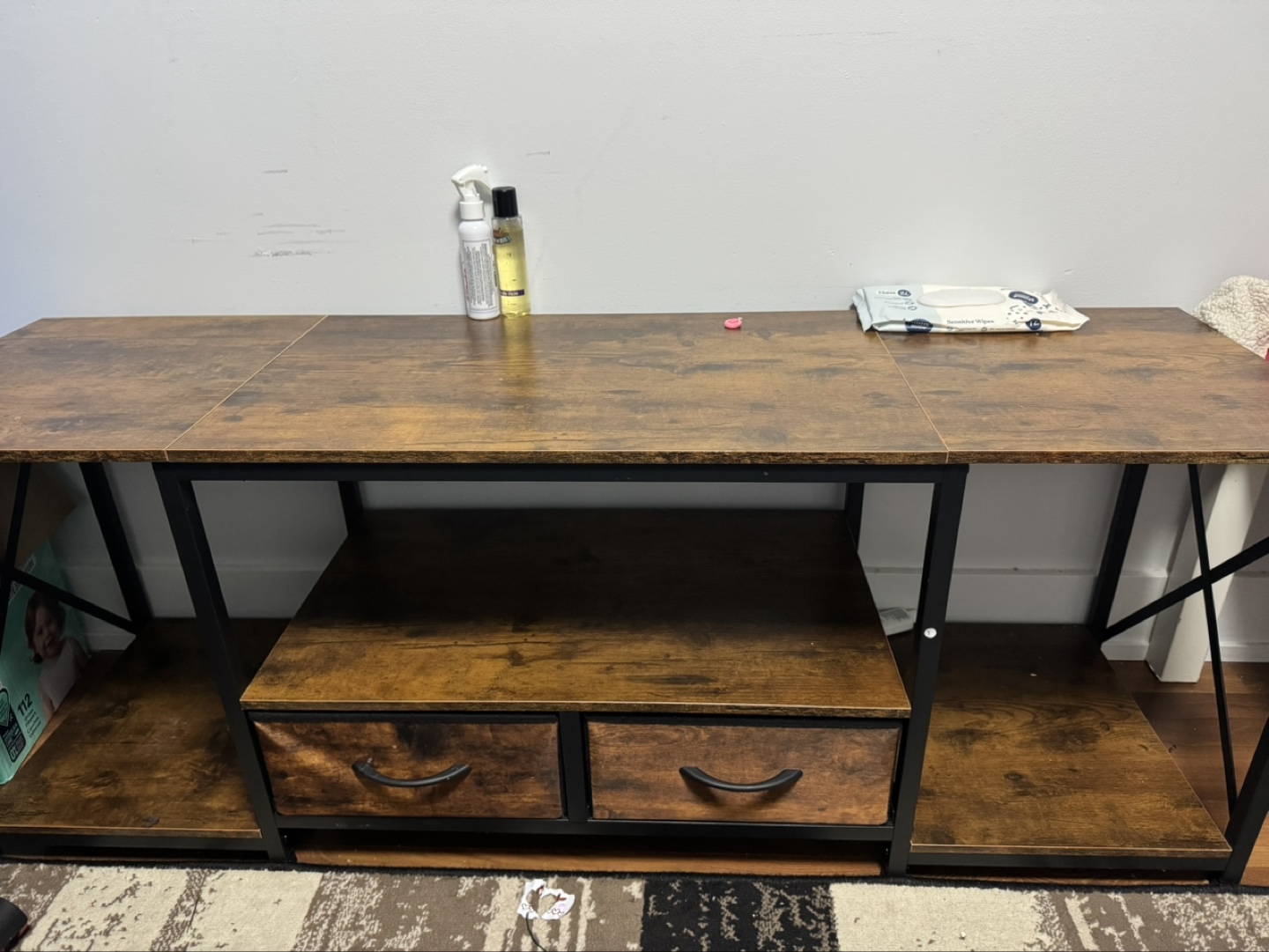 Wooden TV Stand with Metal Frame