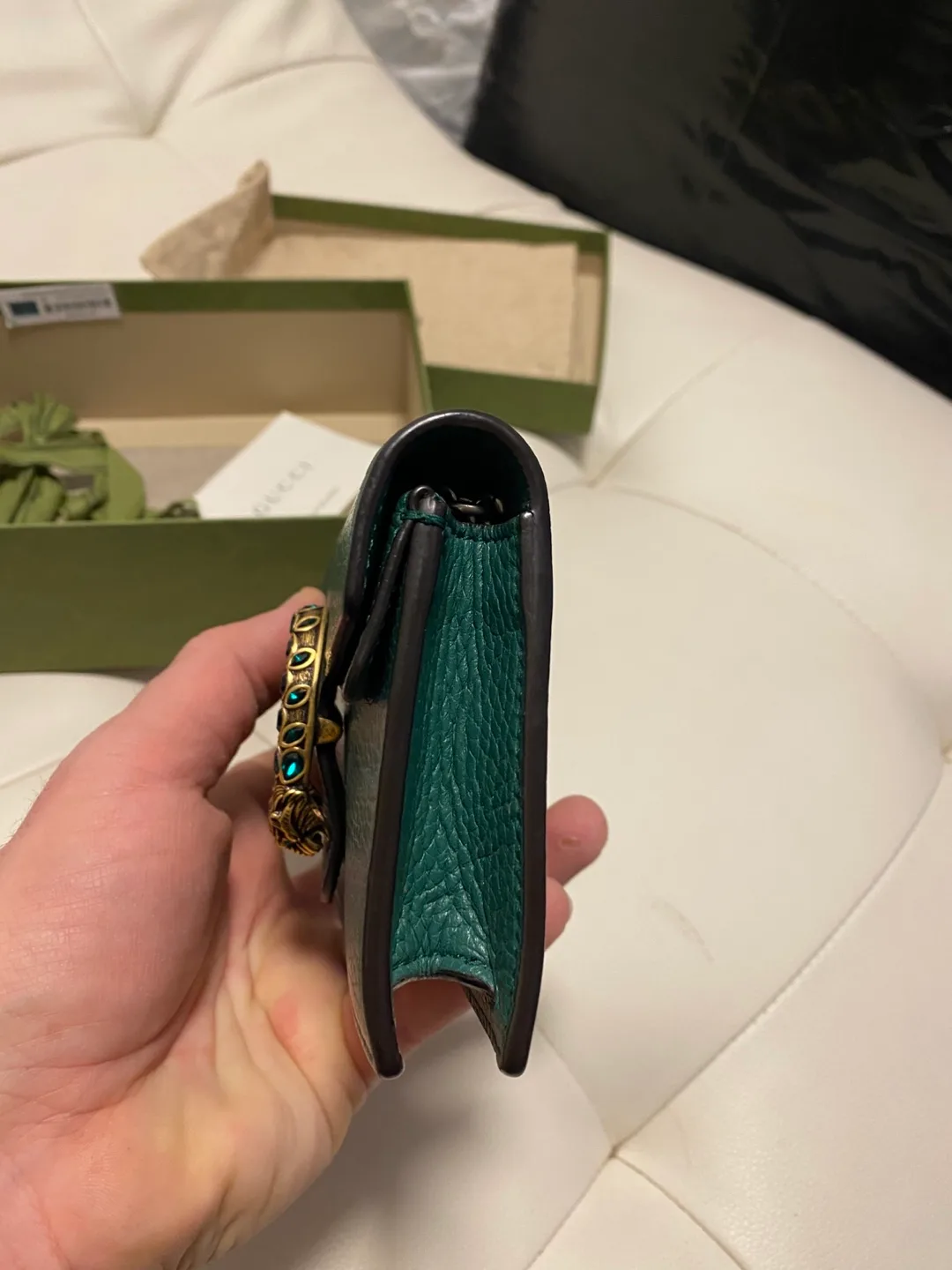 Gucci Green Leather Mini Wallet on Chain image indicator(5)