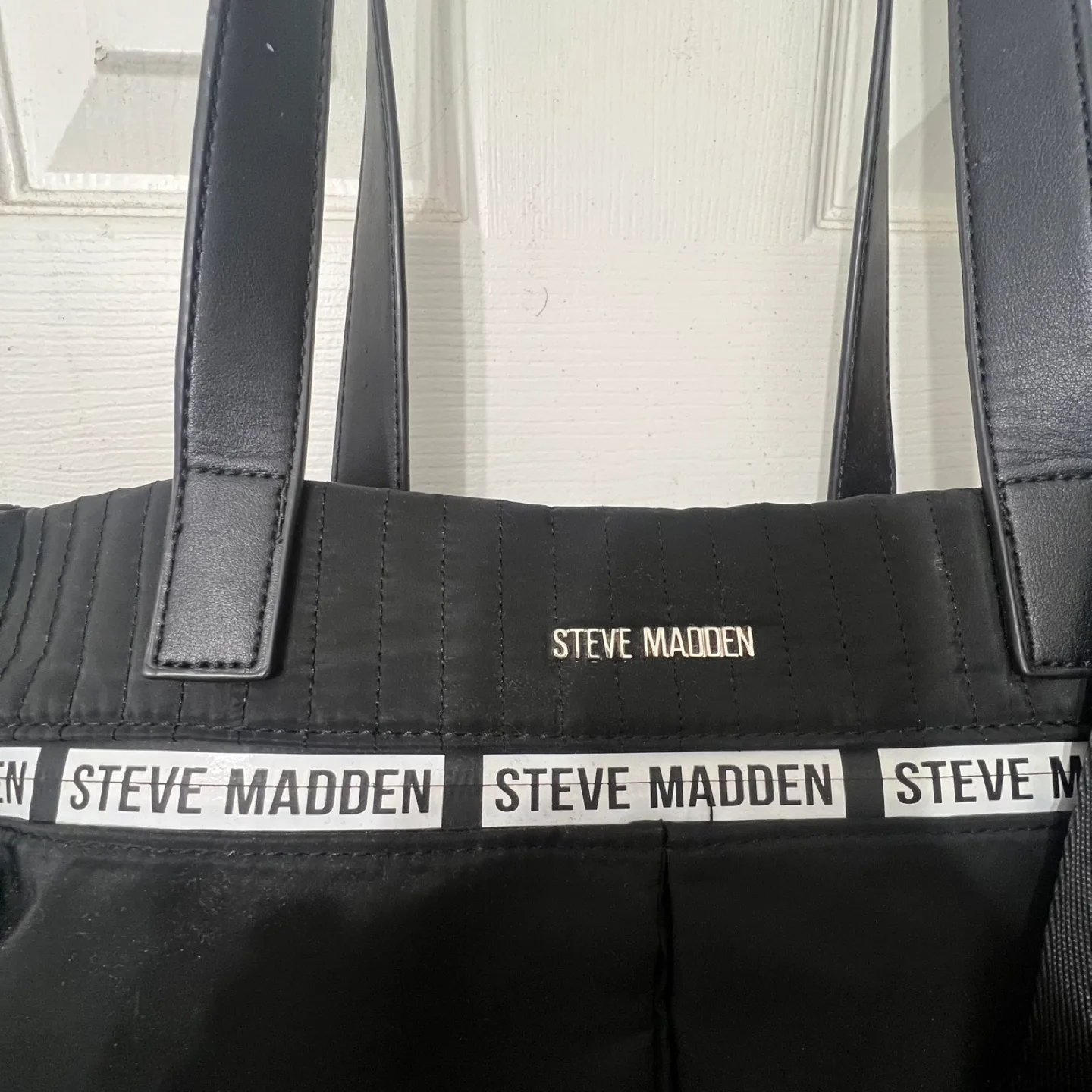 Steve Madden Black Quilted Tote Bag image indicator(3)