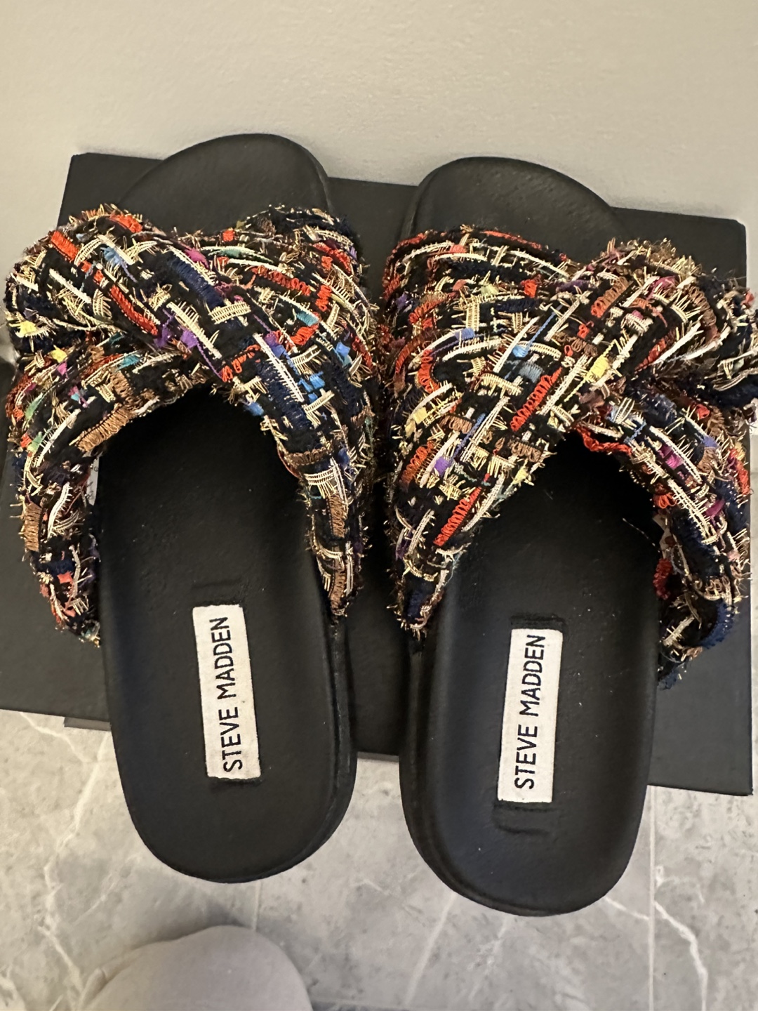 Steve Madden Multicoloured Tweed Knotted Slides