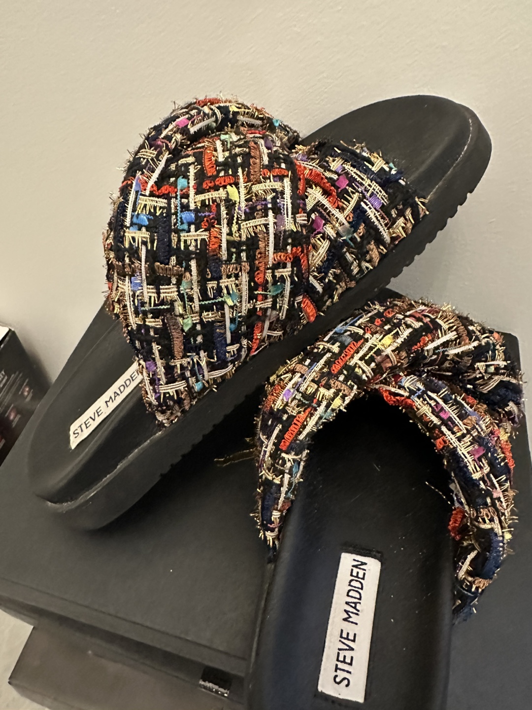 Steve Madden Multicoloured Tweed Knotted Slides - photo 2