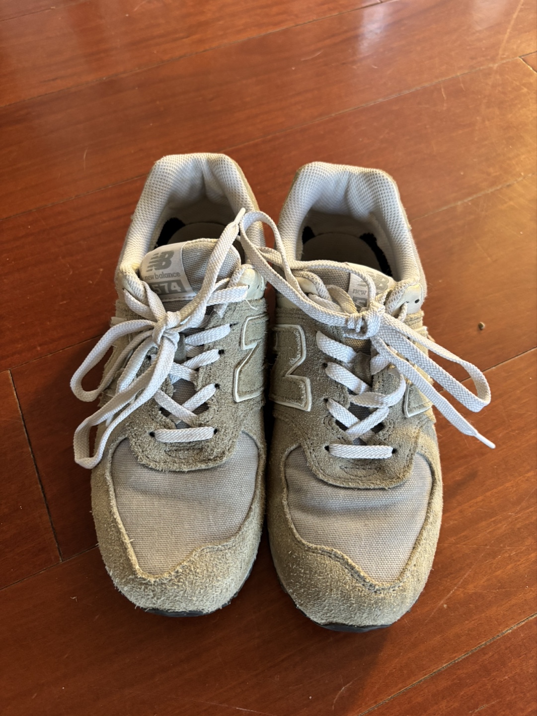New Balance 574 Beige Suede Sneakers - Women's Size 6