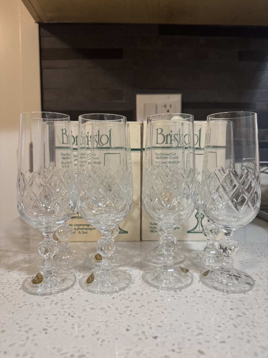 Set of 8 Bohemia Crystal Flute Champagne Glasses - photo 2