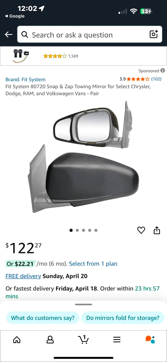 Tow Mirrors Dodge Chrysler Ram VW image indicator(2)