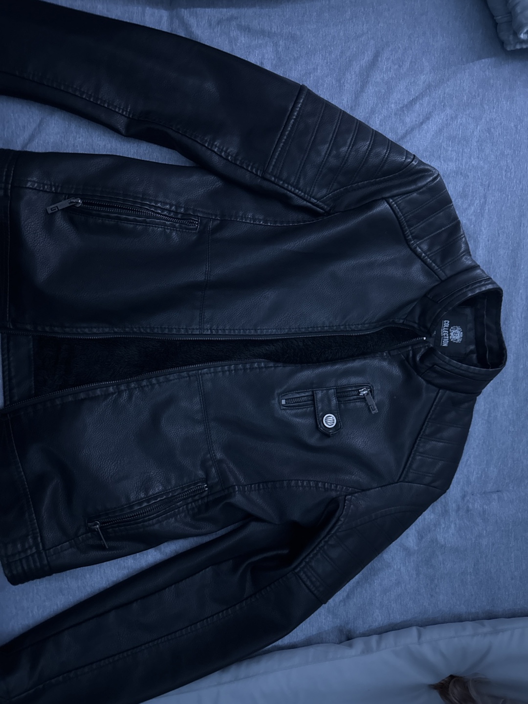 Men's Black Leather Jacket - Size XL
