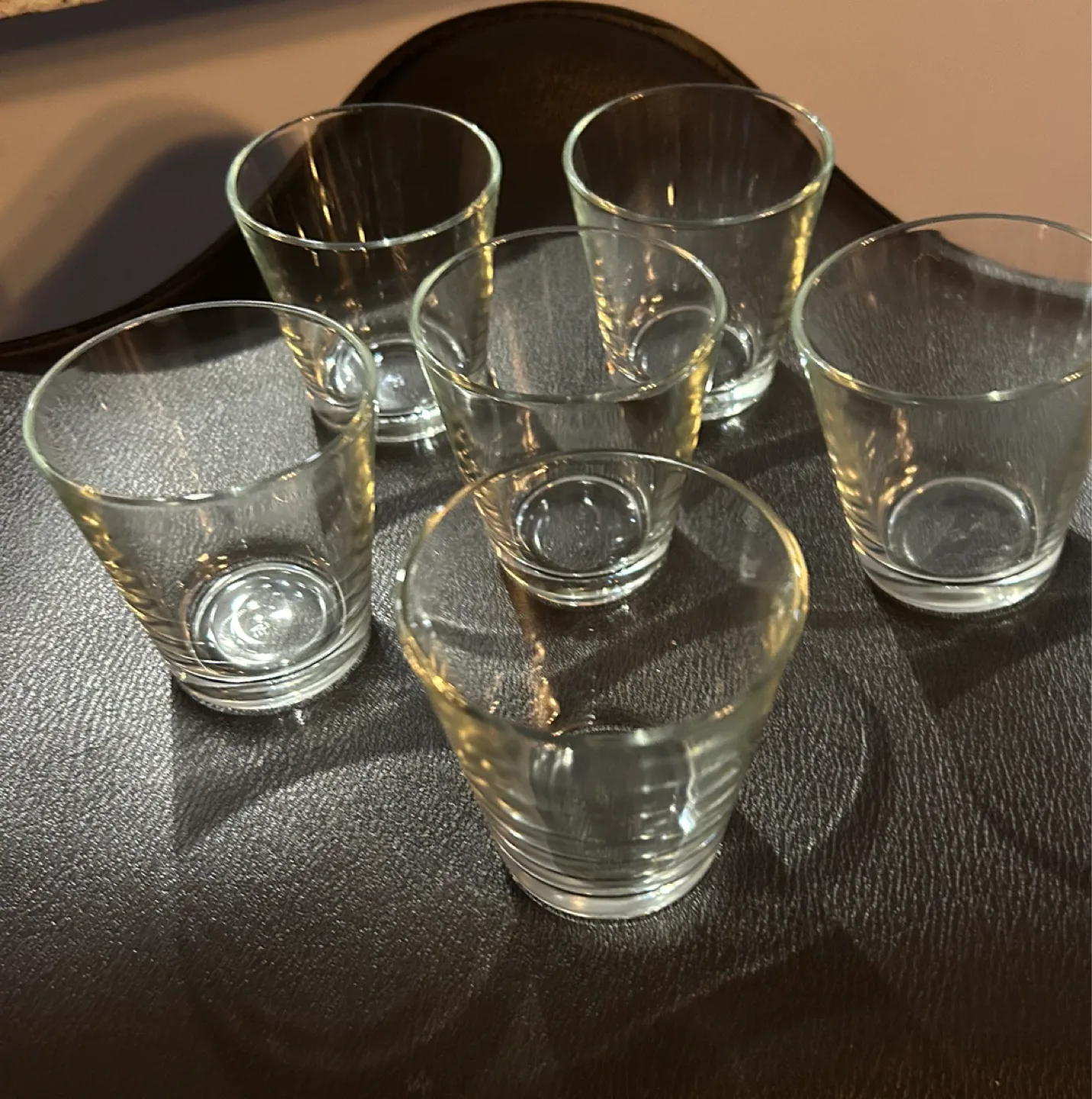 Set of six small clear glasses thumbnail