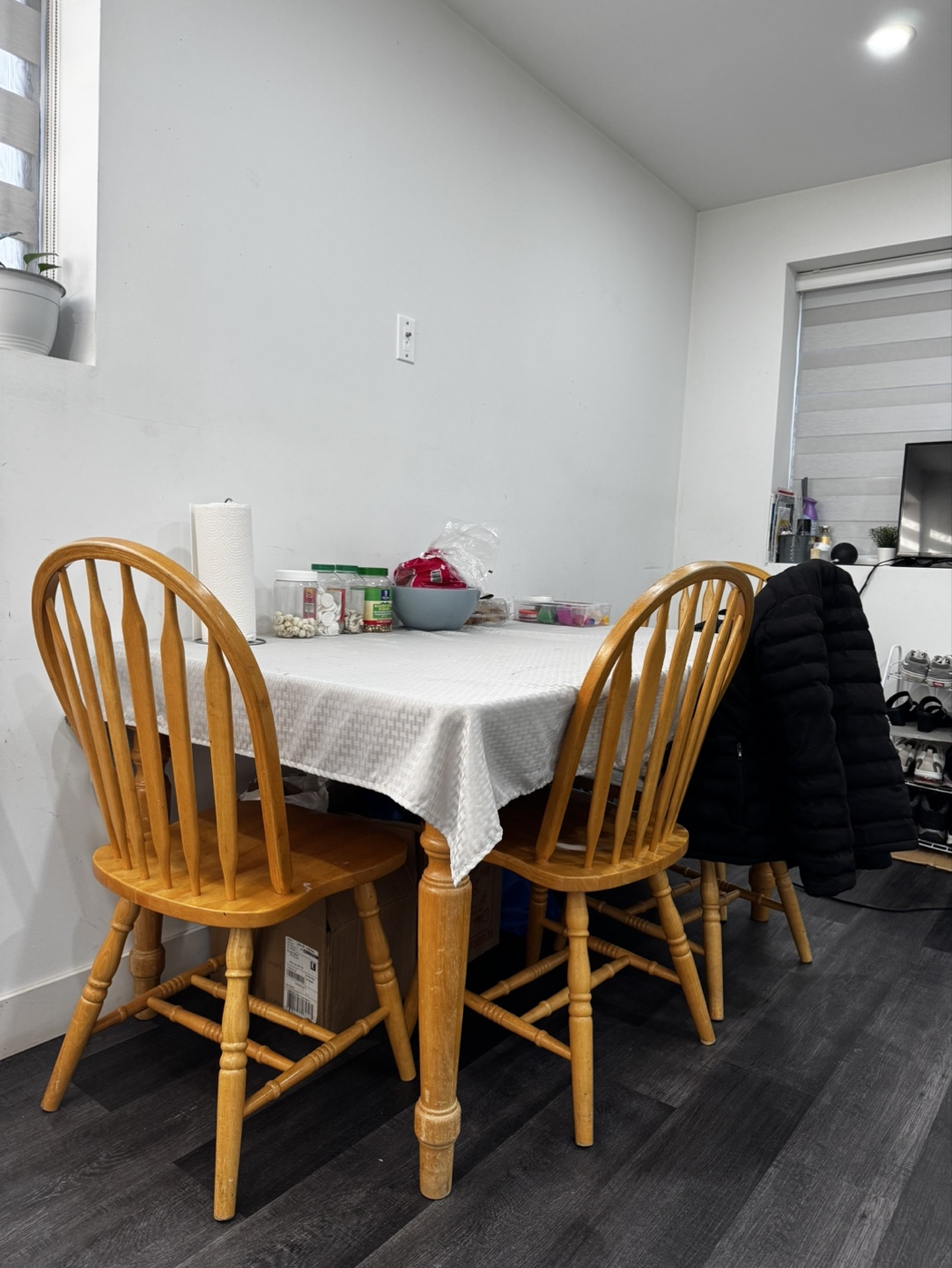 Wooden Dining Table Set with Four Chairs