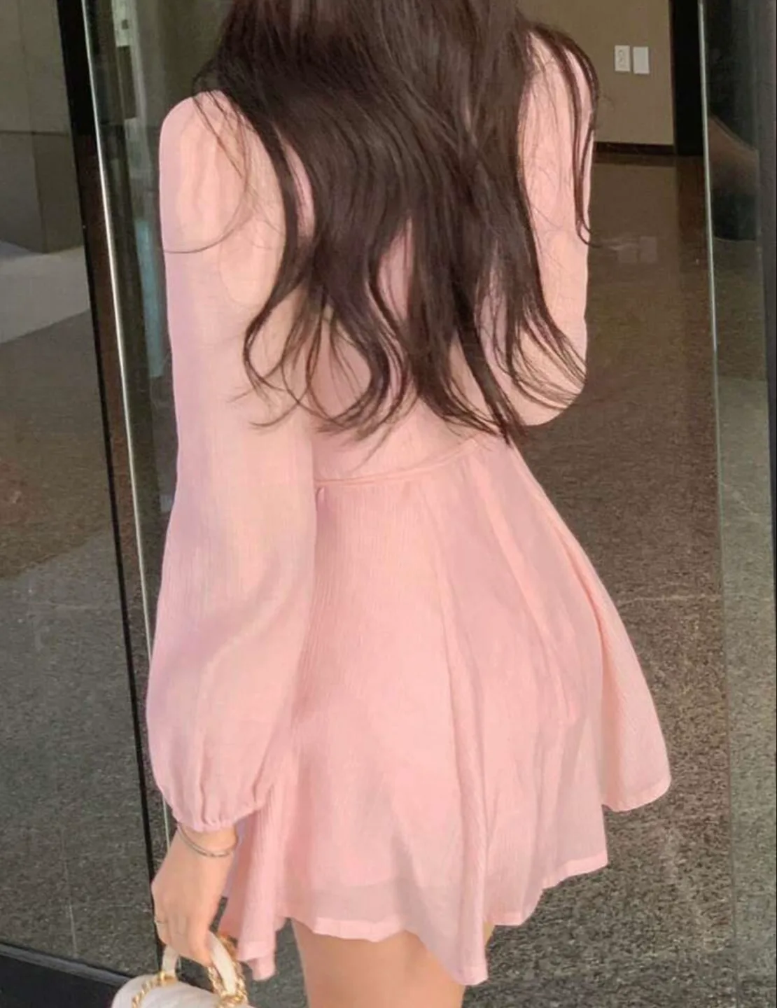 Pink Mini Dress with Long Sleeves image indicator(3)