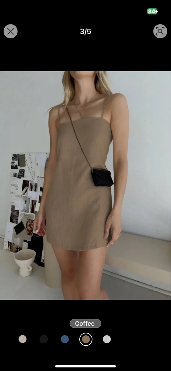 Brown Linen Mini Slip Dress image indicator(3)