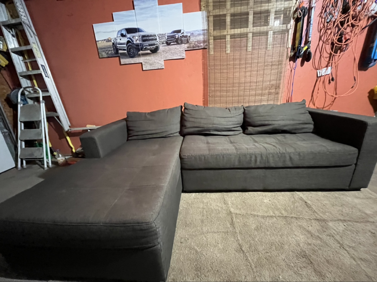 Dark brown sectional couch - photo 3