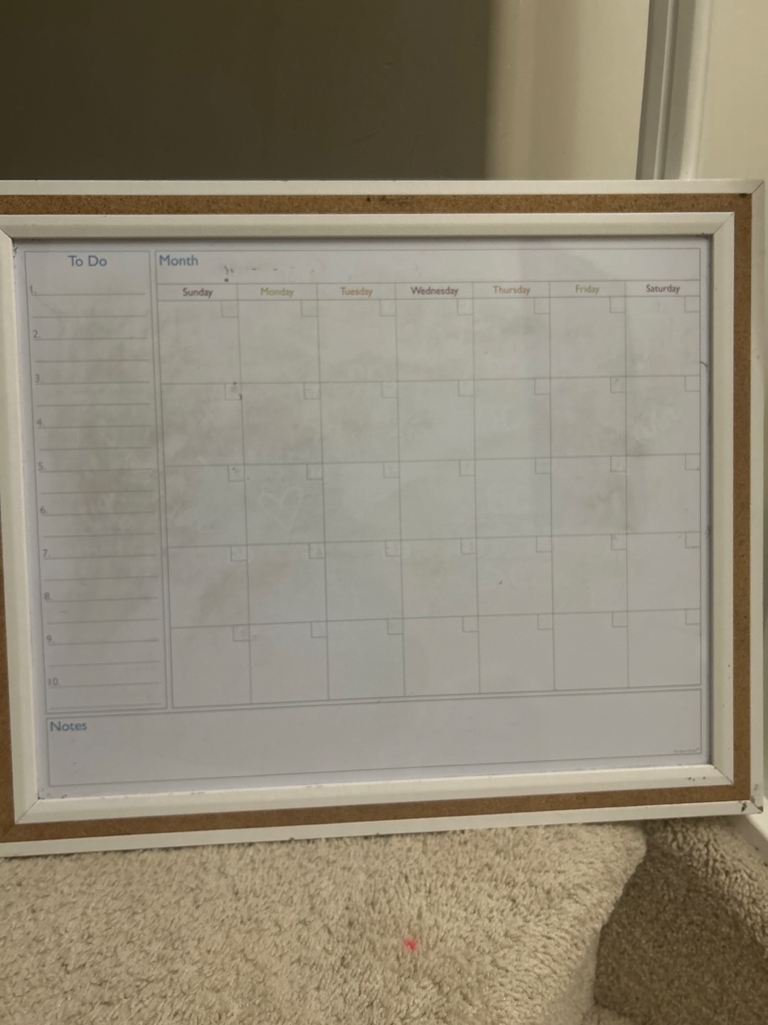 White Monthly Planner Dry-Erase Board