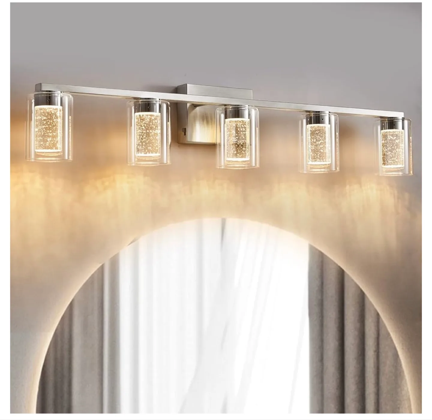 5-Light Crystal Vanity Light Fixture - Brushed Nickel Finish image indicator(6)