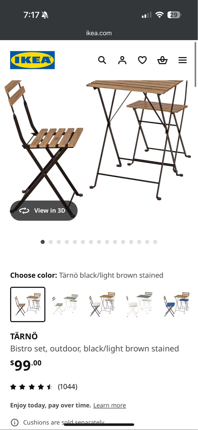 IKEA TÄRNÖ Bistro Set - Black/Light Brown