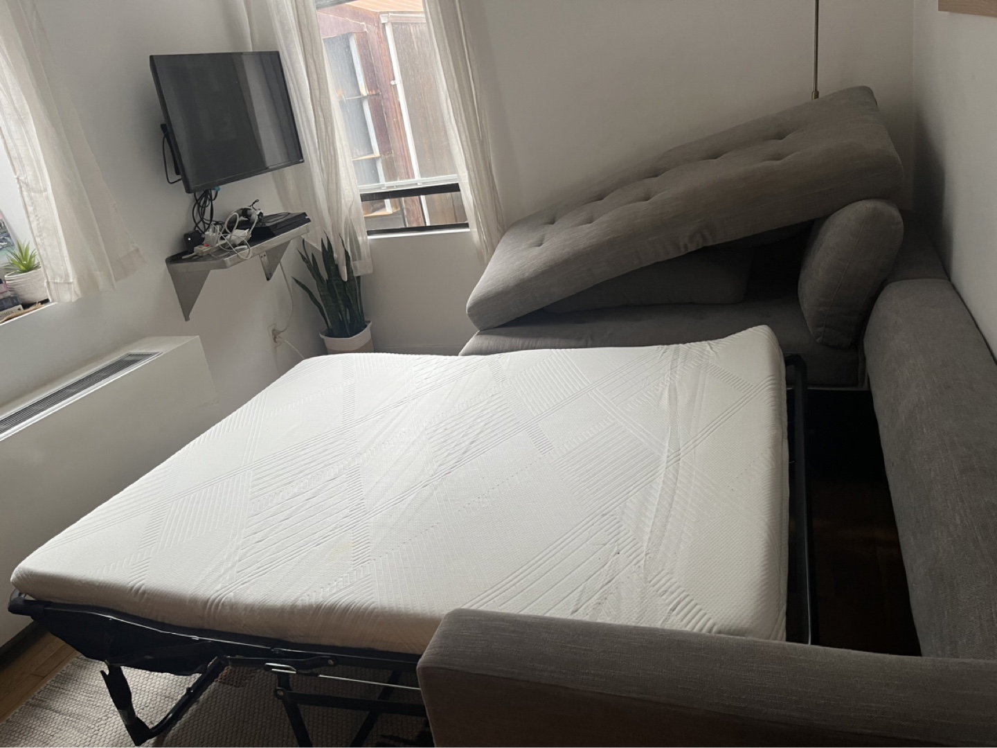 Gray Sectional Sofa Bed with Pull-Out Mattress - photo 3