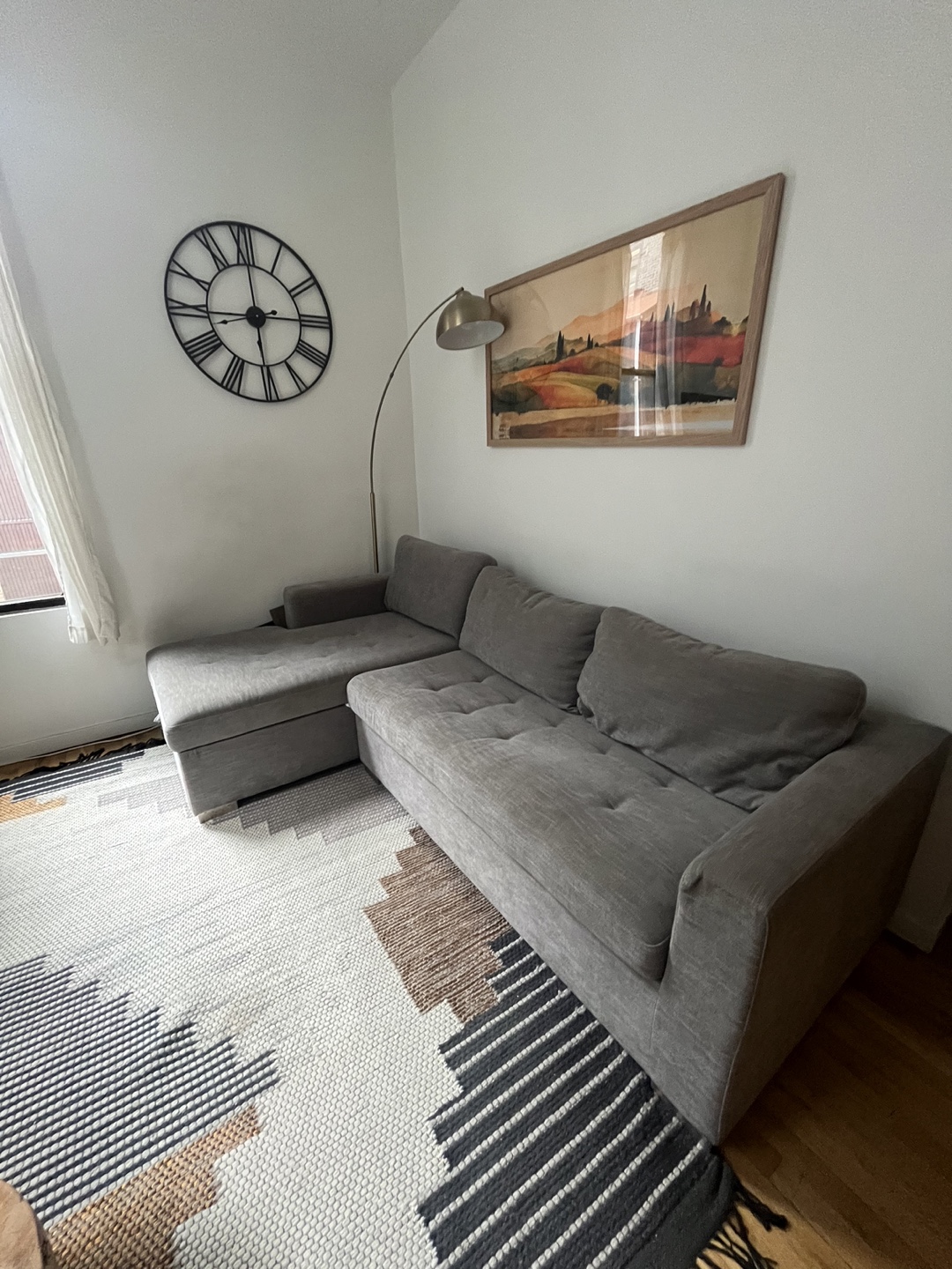 Gray Sectional Sofa Bed with Pull-Out Mattress